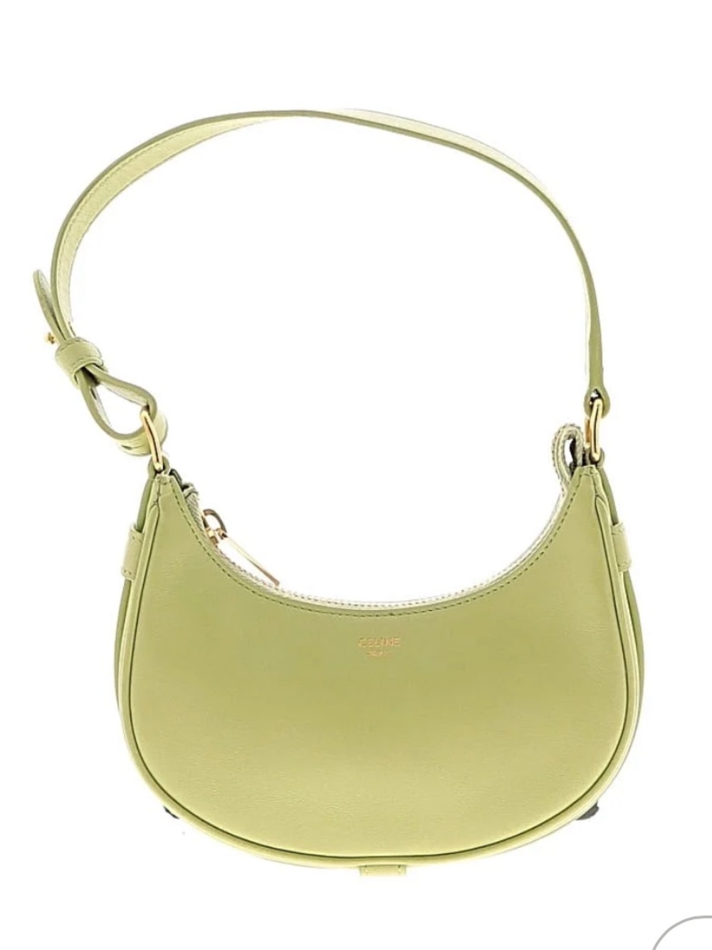 Celine Light Green Leather Crescent Shoulder Bag